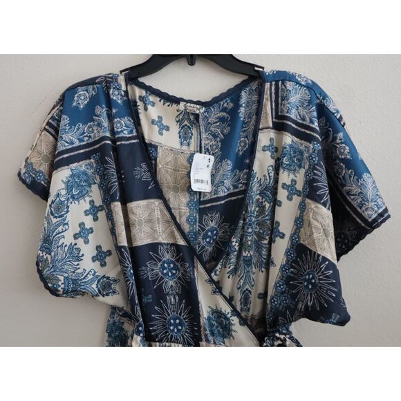 Intimately Free People OB1963838 Women Sz S Indigo/Blue Combo Oasis Wrap Romper - Picture 6 of 13